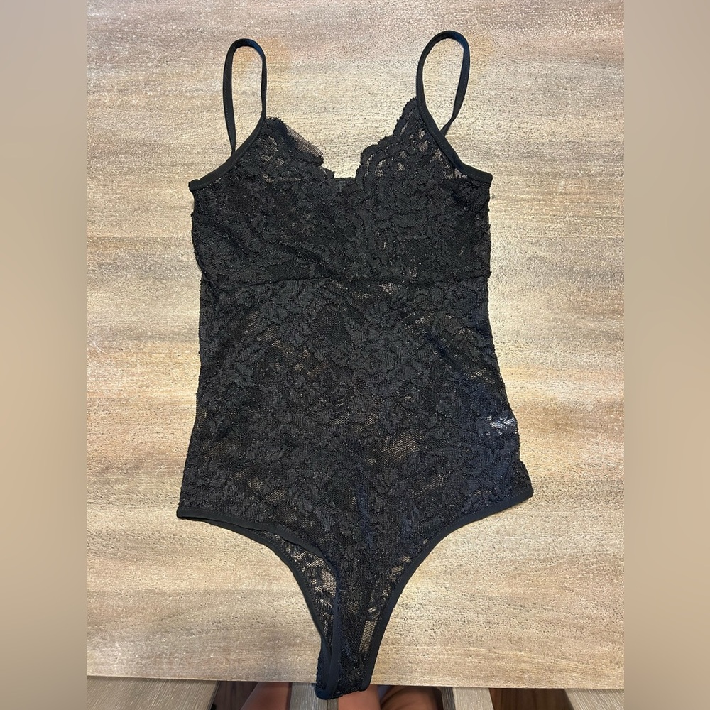Black lace lingerie bodysuit